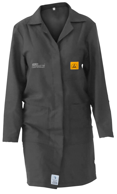 ESD Lab Coat 2/3 Length ESD Smock Dark Grey Female L Antistatic Clothing ESD Garment